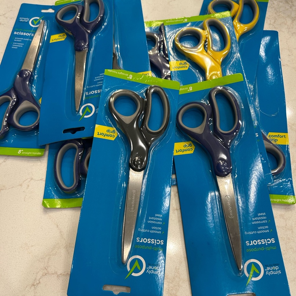 Purple, Black and Yellow Scissors - 10 pair